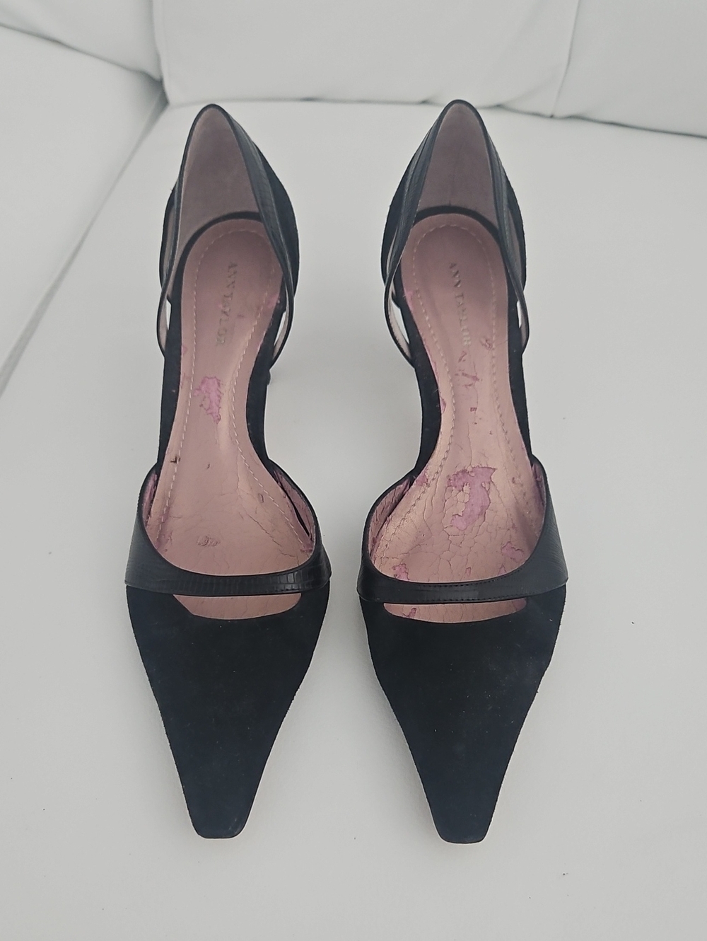 Ann Taylor Black Pointed-Toe D'Orsay Heels
